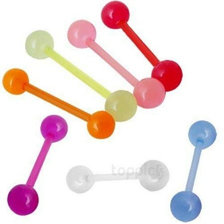 - 7 Color Glow Tongue Nipple Bars Rings Barbell Piercing