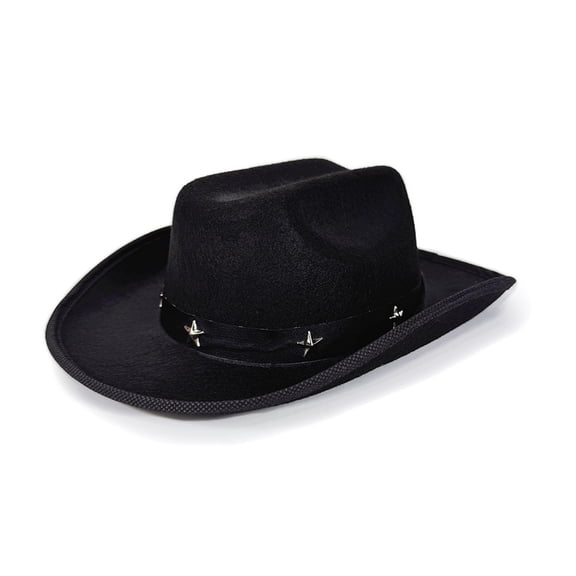 RUISINERY Kids Western Pork Pie Hat With Star Studs Adjustable Strap For Ages 3-12 Outdoor And Party Wear