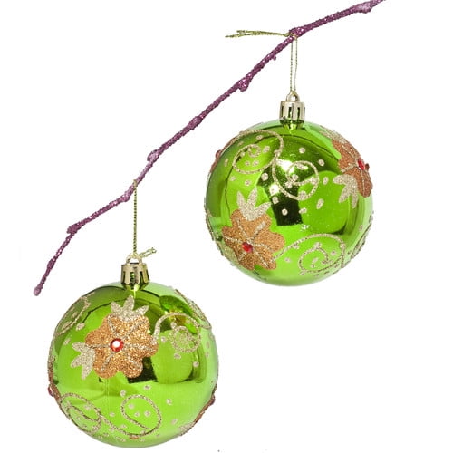 Perfect Holiday 3 14 Shatterproof Handpainted Flowers With Acrylic Diamonds Christmas Ball Ornament Walmart Com Walmart Com