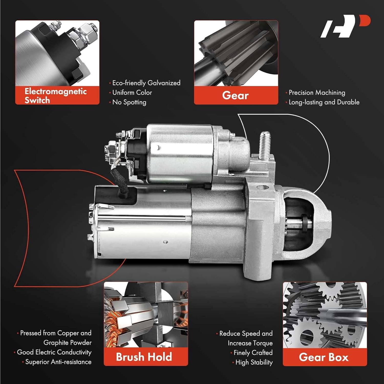 A-Premium Starter Motor Compatible with Chrysler 300 2005-2014 & Dodge Challenger 2009-2023, Charger 06-21, Magnum 05-08, 5.7L 6.1L, 12V 1.4KW 13T CW 3-Bolt Mounting, Replace# 4608801AA, 4280002201