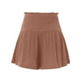 thumbnail image 5 of IDALL Shorts for Women Running Shorts Womens Shorts Cotton High Elastic Waisted Pleated Ruffle Cute Shorts Beach Flowy Casual Shorts Yoga Shorts Womens Shorts Casual Khaki XL, 5 of 8