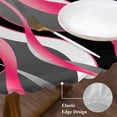 thumbnail image 5 of Pink Stripe Fitted Tablecloth with Elastic Edged, Round Table Cloth for Dining Table, Gradient Grey Moire Geometric Modern Abstract Waterproof Oil Proof Table Cover for Indoor Outdoor 55"-60", 5 of 9