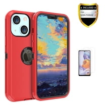 Xhy iPhone 13 Case   Screen Protectors, Heavy Duty Hard Shockproof Armor Protector Case Cover for iPhone 13 Phone Case (Red Black)
