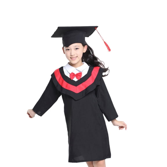 Topbathy Academic Design Graduation Gown Stole and Tassel Set Cloth 1PC Red