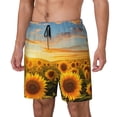 thumbnail image 1 of Bingfone Beau Champ de Tournesol Doré pour Hommes Maillot de Bain Double Couche avec Doublure, Style à Cordon avec Poches Shorts de Plage Maillot de Bain Homme-Grand, 1 of 6