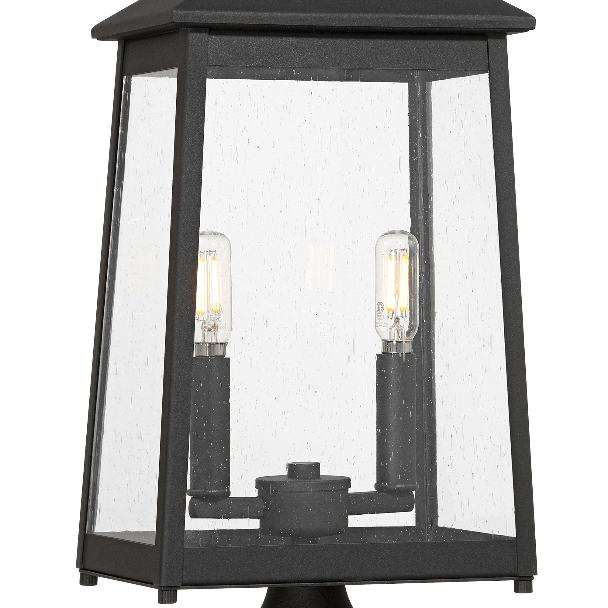 John Timberland Jubliee 20 1/4" High Modern Outdoor Post Light Fixture Pole Porch Set of 2 2-Light Black Metal Clear Glass Shade