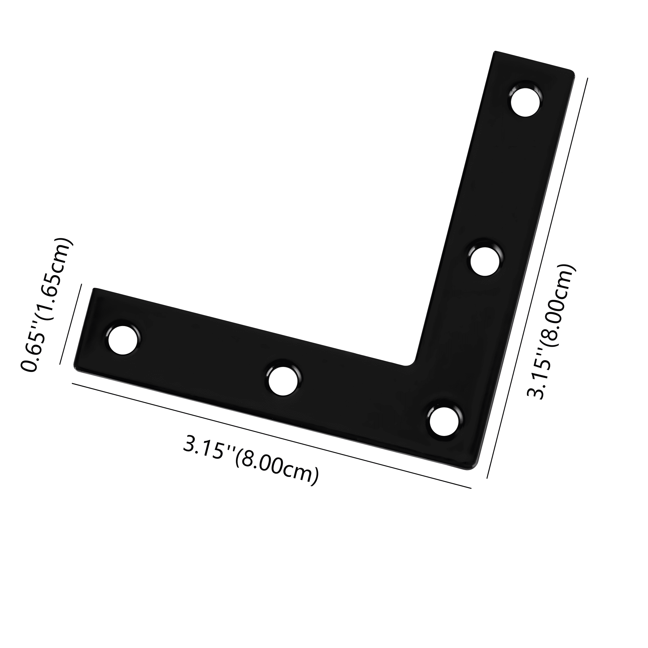 Hyper Tough 3 in. Stainless Steel Flat Corner Brace with Screws, Black, 10 Pack