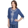 thumbnail image 3 of Alfred Dunner Womens Petite Embroidery Centered Tie Sleeve Top, 3 of 4