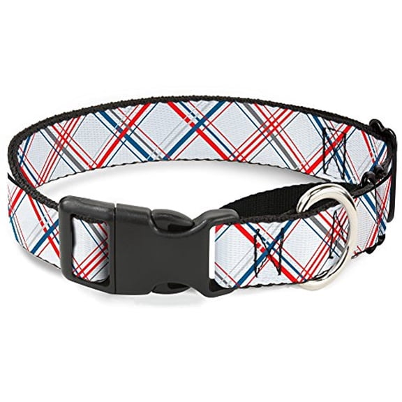 buckle-down plaid black red martingale dog collar