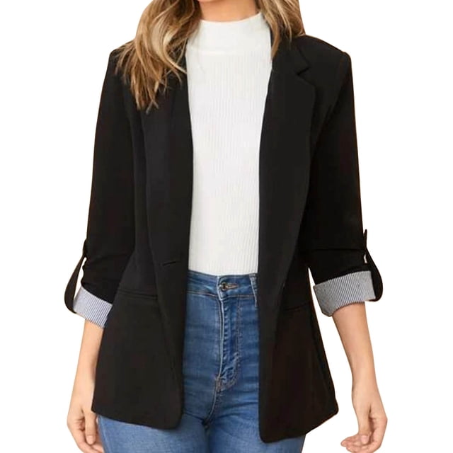 Chaqueta Blazer Informal,Blazer De Mujer con Puños A Rayas, Blazer De Solapa, Blazer De Color Sólido para Mujer, Diseño Revolucionario