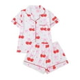 thumbnail image 2 of Conairie Pajamas for Women Set Valentines Cherry Print Cozy Button Down Shirt And Shorts Pj Set Lounge Soft Two Piece Holiday Sleepwear White L, 2 of 7