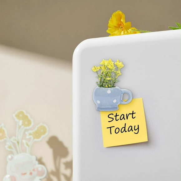 Imán adhesivo para refrigerador con minijarrón de cerámica, decoración lateral 3D, material cerámico duradero, decoración moderna para el hogar, para cocina, oficina, decoración de pared,