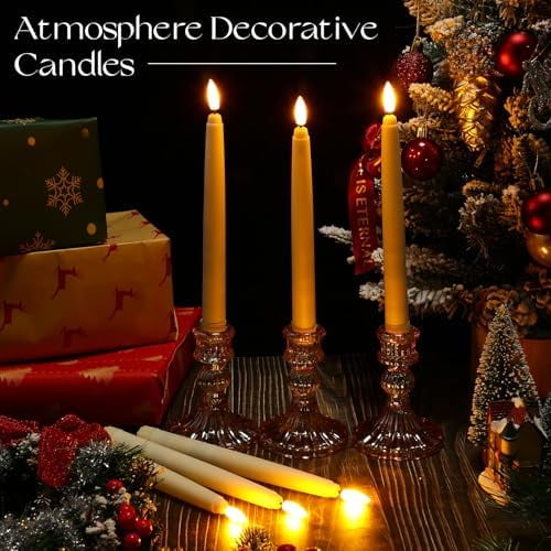 50 Pcs Flameless Taper Candles LED Taper Candles Flickering Bulk Ivory LED Candlestick for Halloween Christmas Wedding Church Easter Party Decor Table Centerpiece, 8.5 in, No Batteries$