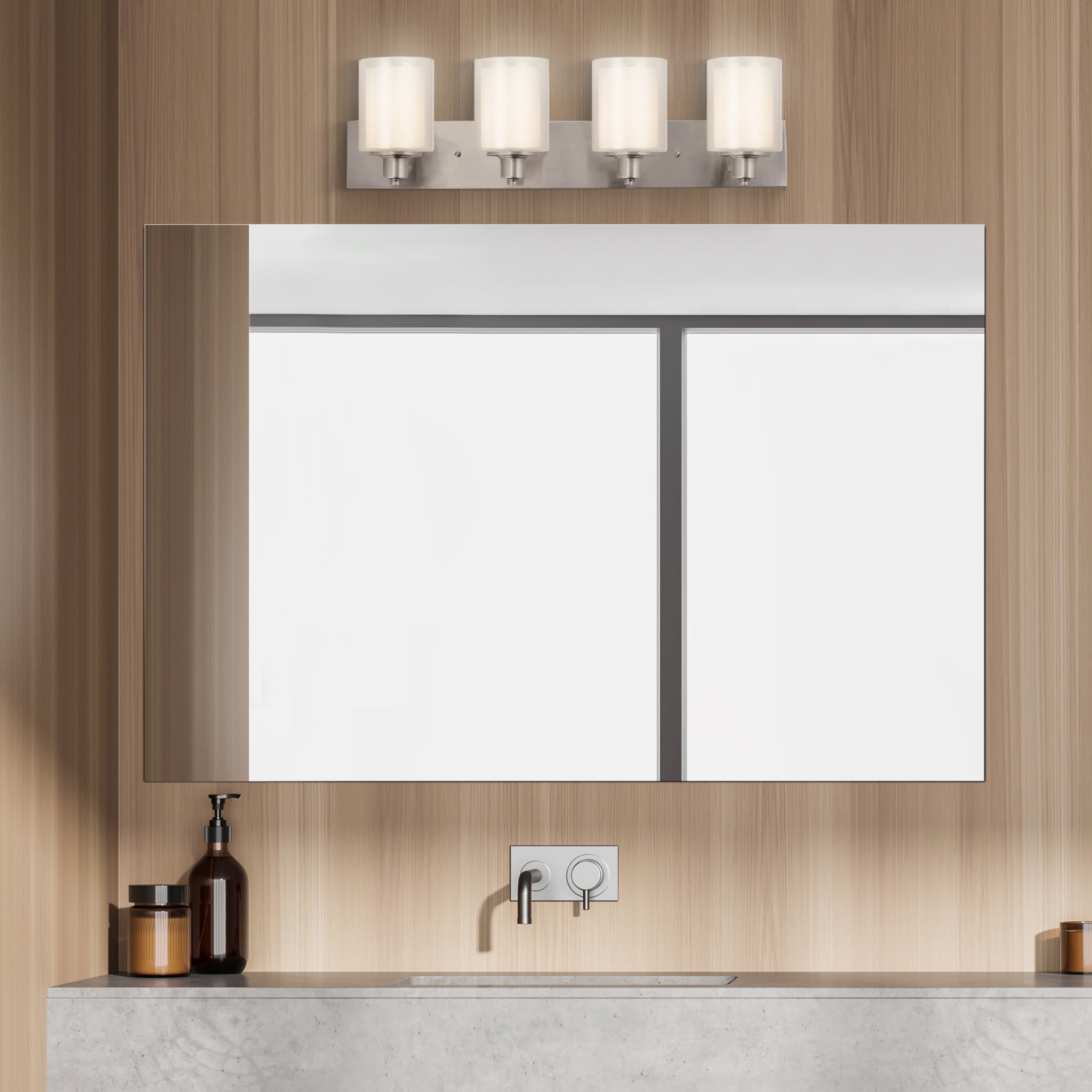 Design House Oslo Traditional 4-Light Indoor Dimmable Bathroom Vanity Light, Satin Nickel