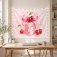 thumbnail image 5 of Pink Ribbon and Cherry Illustration Tapestry, 5 of 7
