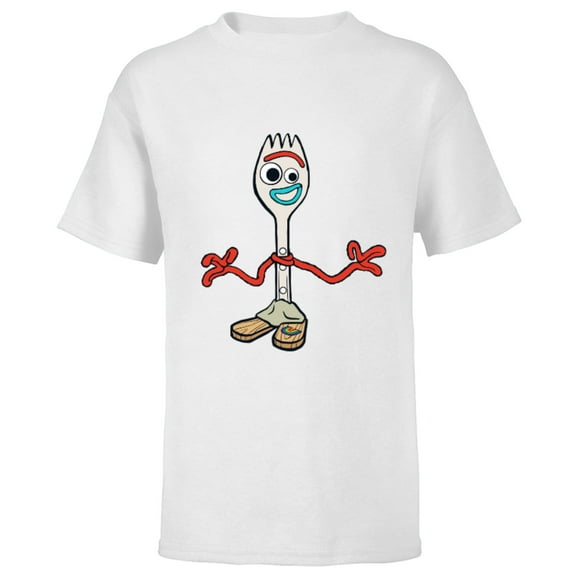 Disney Pixar Toy Story 4 Forky's Here T-Shirt - Short Sleeve T-Shirt for Kids - Customized-White