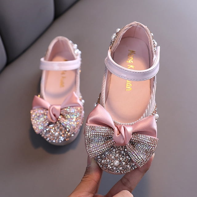 Nuevos zapatos de cuero para niños, lazo de diamantes de imitación, zapatos de fiesta de princesa para niñas, zapatos de baile para bebés, zapatos planos para estudiantes, zapatos de actuación para niños D785 Tan Jianjun unisex