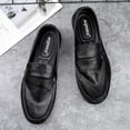 thumbnail image 3 of Men's Casual Loafers Slip On Leather Shoes Lightweight Driving Shoes Moccasins Classic Penny Loafer Flats Boat Shoes, 3 of 10