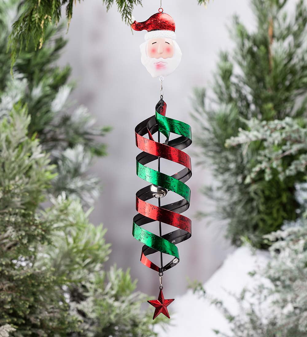 Holiday Hanging Swirl Garden Wind Spinner, in Santa by Plow & Hearth