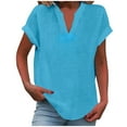 thumbnail image 2 of WCJM Short Sleeve T-Shirts for Womens Women's Short Sleeve T-Shirt Women's Fashion Casual V Neck Short Sleeve Tops T Shirt, 2 of 7