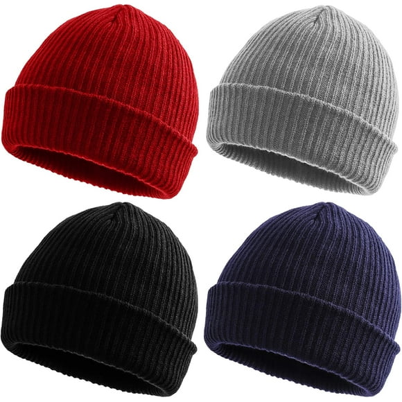 czcpp-Beanies for Men, 4 Pack Winter Hats Toque for Men Women Soft Stretchy Unisex Head Warmer Cuffed Winter Beanie Knit Cap Ribbed