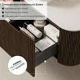thumbnail image 5 of 60" Floating Bathroom Vanity with Sink, Wall-Mount Cabinet with 2 Large Storage Drawer, 2 White Rectangular Ceramic Basins and Marble Top, Soft-Close Design, Dark Walnut, 5 of 7