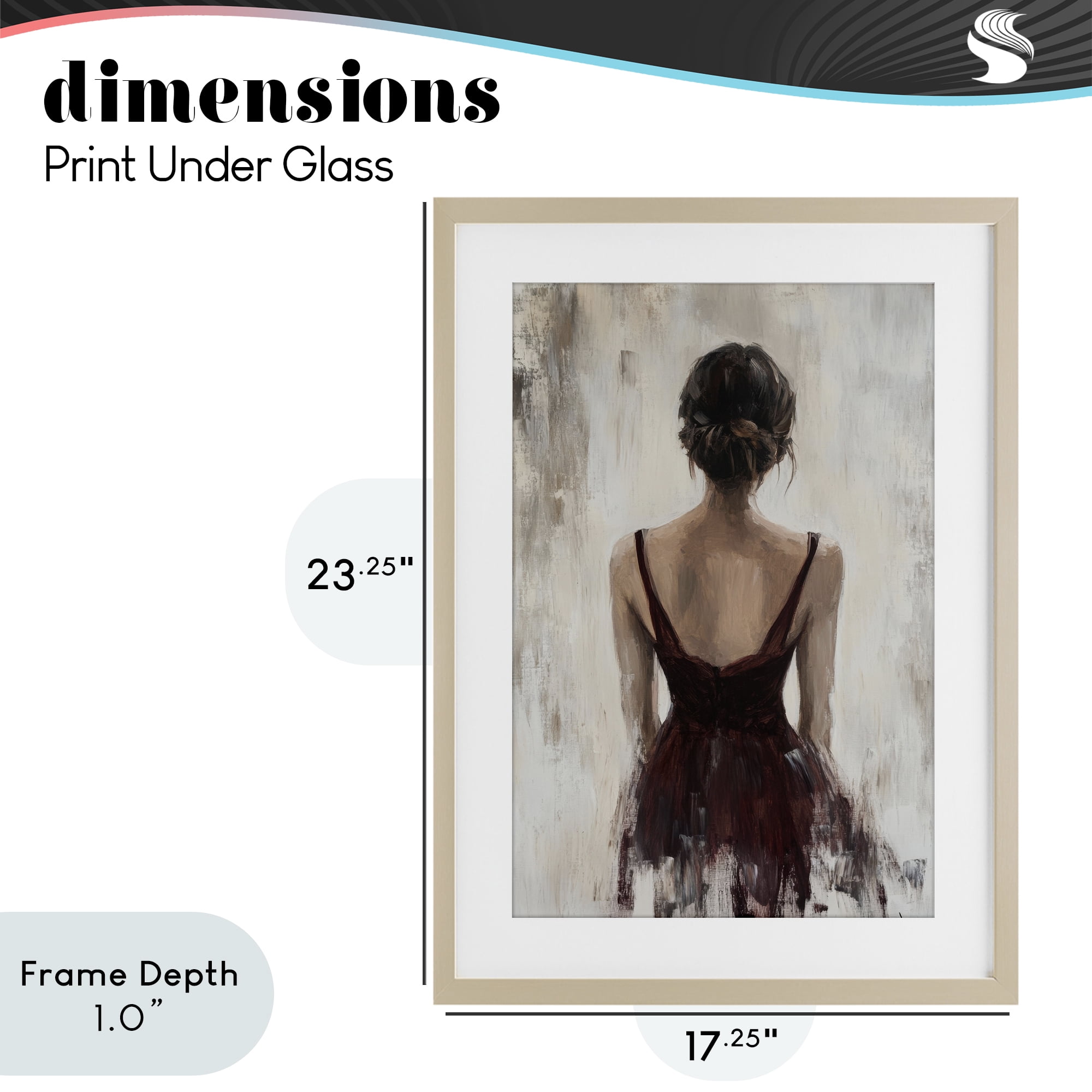 Stupell Industries Portrait of Woman in Burgundy Birch Framed Print Under Glass, design by Petal Prints Design