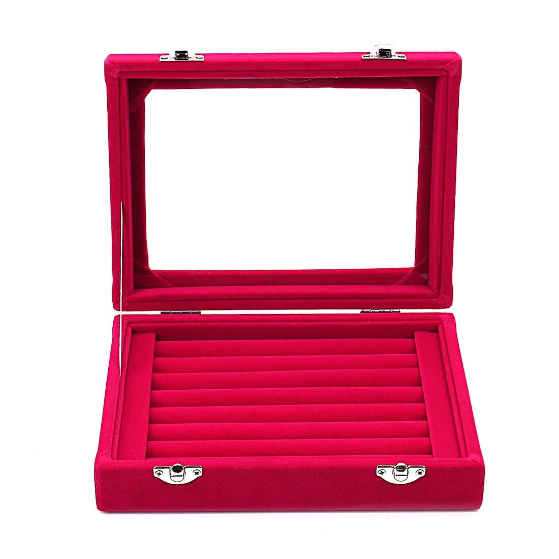 LANTWOO Velvet Glass 50 Rings Organizer Jewelry Ring Display Stand Storage Box Ring Earrings Jewelry Box Ring Holder Case