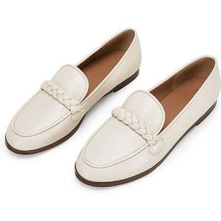 

QWZNDZGR Womens Classic Loafers Comfort Flats Narrow Fit Cute Braided Strap Moc Toe Casual Slipper Slip On Shoes
