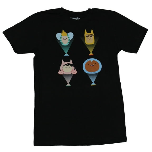 The Bravest Warriors Mens T-Shirt - 4 Character Beaming Face Image (Small)