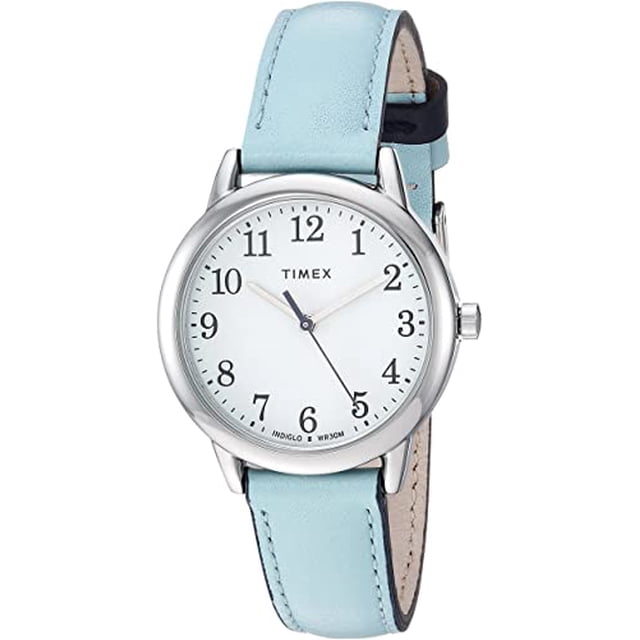 Reloj Easy Reader Timex TW2R62900 Banda Ajustable de Cuero Caja 30 mm Resistente al Agua Azul para Mujer Timex TW2R62900