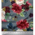 thumbnail image 1 of Soimoi Blue Cotton Duck Fabric Leaves & Peony Floral Print Fabric by the Yard 42 Inch Wide, 1 of 3