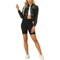 thumbnail image 2 of INSPIRE CHIC Sheer Bomber Jacket for Women's Zip Up Long Sleeve See Through Jackets XS Black, 2 of 6