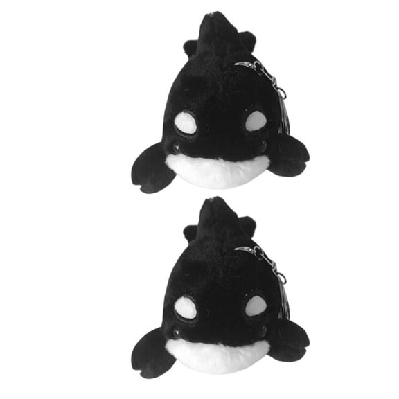 Homoyoyo Cute Stuffed Orca Keychain Soft Plush Animal Bag Pendant for Hanging Keys 2Pcs