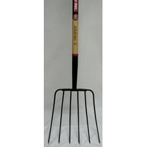 Truper Tools P-Tru Pro 6 Tine Manure Fork Long Handle- Steel/wood 54 Inch