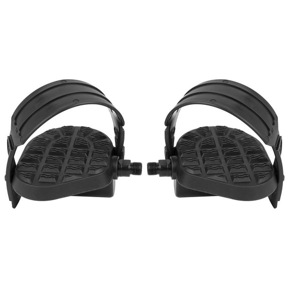 REGALWOVEN Pair Bike Pedals 9/16" Spindle Platform Adjustable Belts Foot Strap Non Slip for Mountain Folding Bike