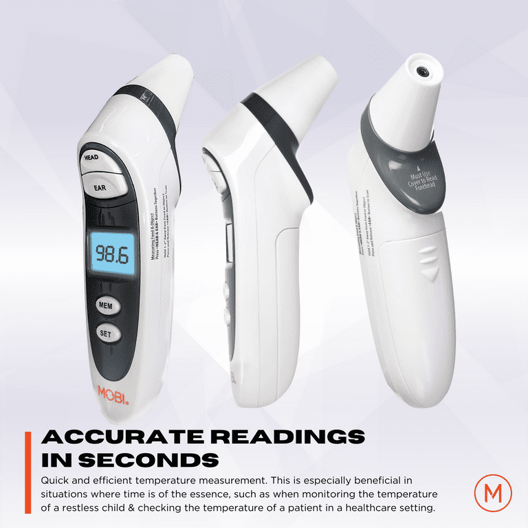MOBI Smart DualScan Color LCD Ear & Forehead Bluetooth Thermometer White  700026 - Best Buy
