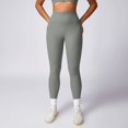 thumbnail image 1 of Pantalones de Yoga acanalados para mujer, mallas deportivas de cintura alta con realce, mallas superelásticas para entrenamiento de gimnasio, pantalones para correr, 1 of 5