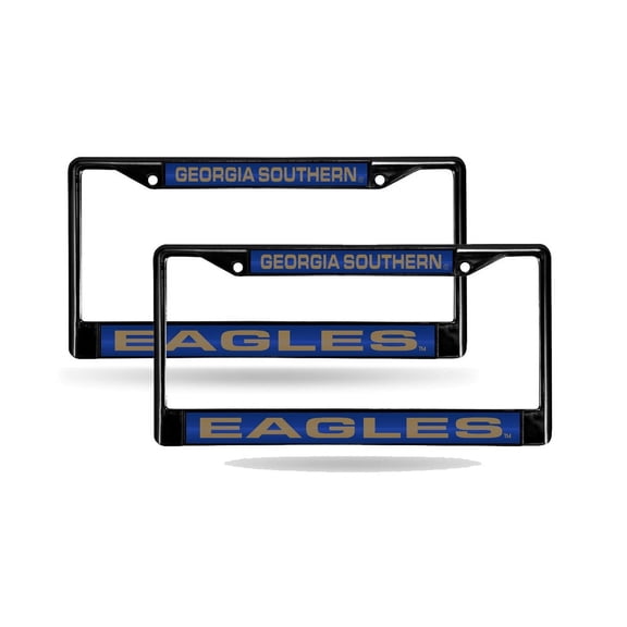 Georgia Southern Eagles Black Metal Laser License Plate Frame - Set of 2 Frames