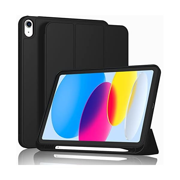 Chenchen Case for iPad (A16) 11 Inch 2025/iPad 10th Generation 10.9 Inch 2022, Slim Trifold Stand Protective Cover with Pencil Holder and Soft TPU Back,Support Auto Sleep/Wake (Black)