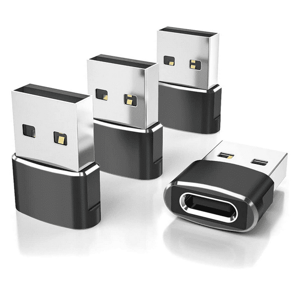 USB C Female to USB A Male Adapter 4Pack,Type C Charger Power Adapter for iPhone 11 12 13 Mini Pro Max,Airpods,iPad Air 4 5,Samsung Galaxy Note 10 20 S20 S21 FE Plus Ultra,Google Pixel 6(4pcs)