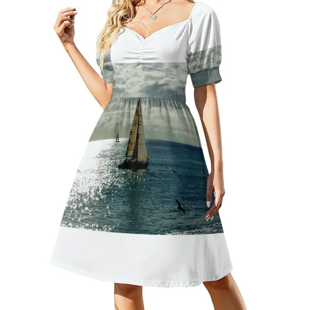 Vestido de manga corta de barco, vestido de lujo, vestidos de noche de lujo para mujer, falda de verano, falda de verano para mujer