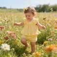thumbnail image 6 of HOWPAY Baby Girl Outfits Summer Solid Color Sleeveless Crew Neck Tops and Wide Leg Shorts Outfit Causal Comfy 2 Piece Sweatsuits Set Yellow, 6 of 6