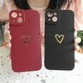 thumbnail image 4 of Compatible for iPhone 14 Plus Case Luxury Gold Heart Pattern, Side Cute Plated Heart Pattern Case for Women Girls Soft TPU Shockproof Camera Protective Back Cover Case - Red, 4 of 11