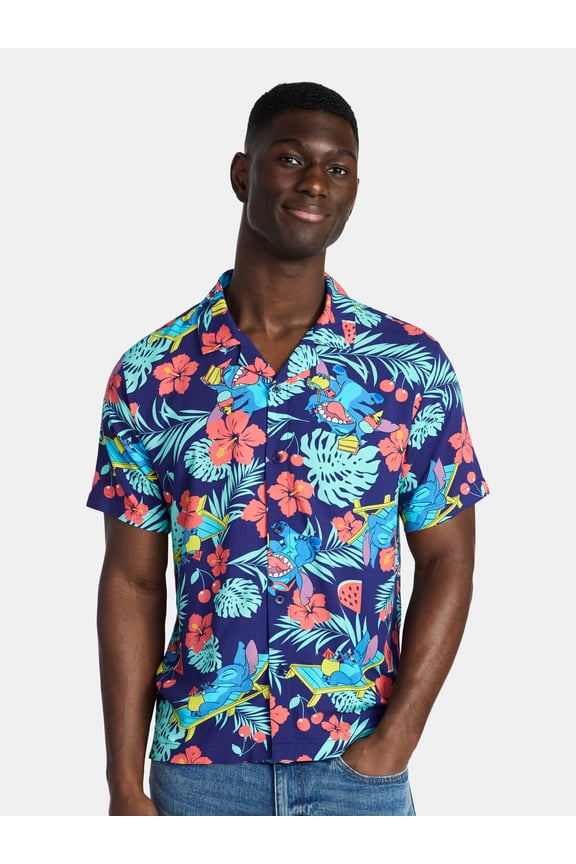 Men's and Big Men's Graphic Button-Up Shirt, Sizes XS-5XL