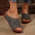 thumbnail image 5 of MLCDZ Women Wedge Sandals Dressy: Soft Leather Sandal, Rubber Sole, Comfortable Walking, Hollow out Casual Slip on Summer Sandals Gray 40, 5 of 9