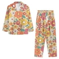 thumbnail image 3 of Renewold Hippie Flowers Pajamas for Women Set of 2 Long Pants Personalized Relaxed Home Life Scoop Neck Outfits Sleepwear Lounge Wear Thermal Button Nightwear Size XS, 3 of 6