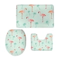 thumbnail image 2 of Alfombrilla Non-Slip Flamingo Print Cuarto de Baño Pedestal Tapa Tapa de WC Set 5 Magideal Alfombrilla, 2 of 4