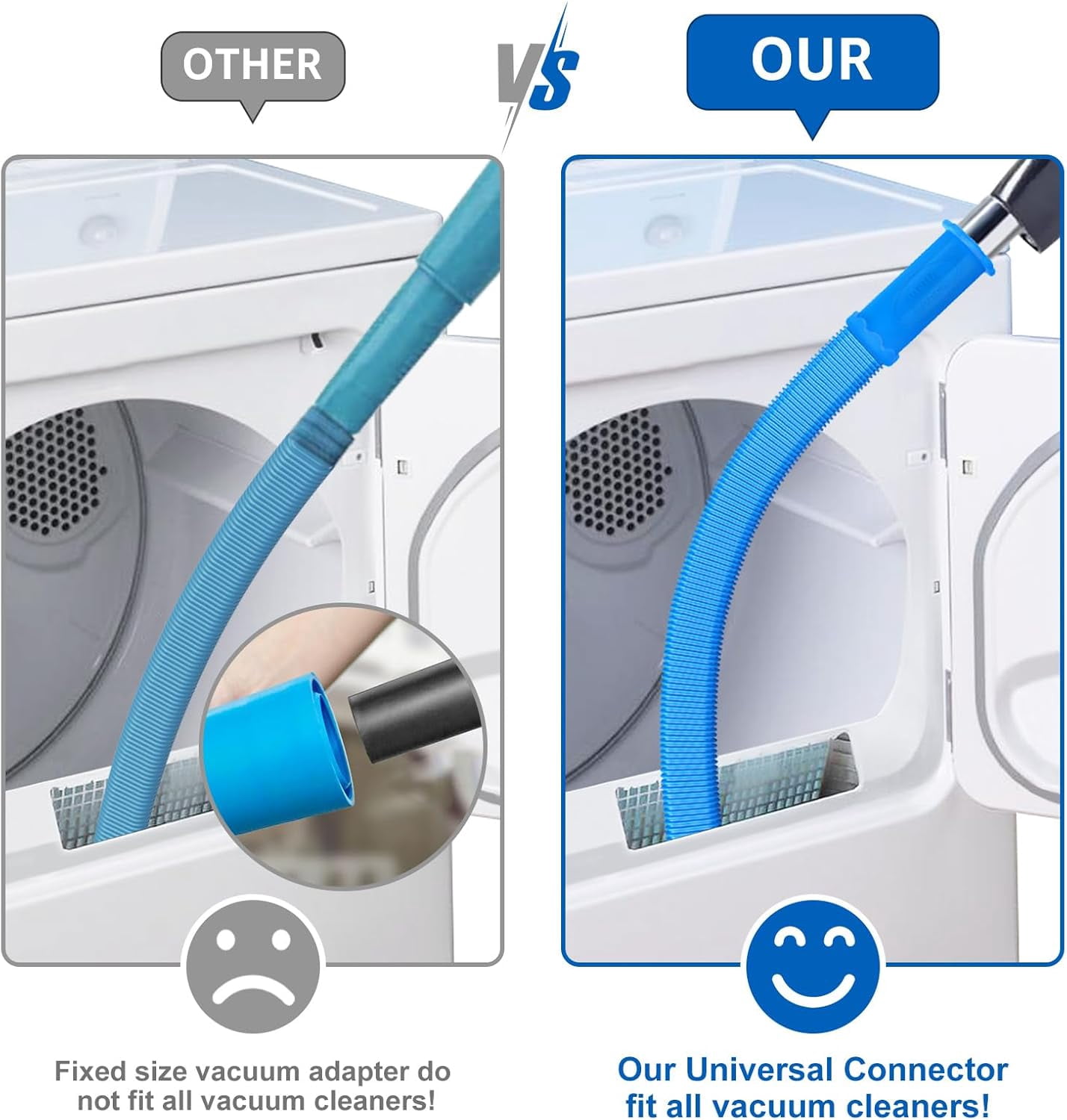 Dryer Vent Cleaner Kit Vacuum Hose Attachment Compatible with Most Vacuum Cleaner, Quickly Lint Remover Cleaning Supplies
