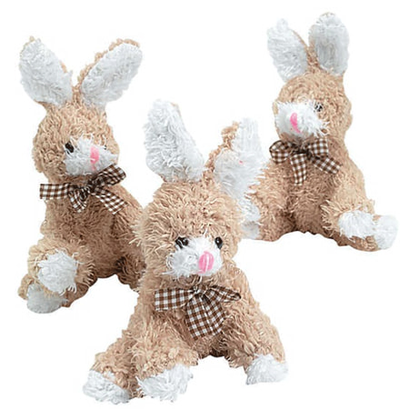 Boston Novelties Scruffy Brown Stuffed Easter Bunnies Plush Stuffed Animals, Set of 3